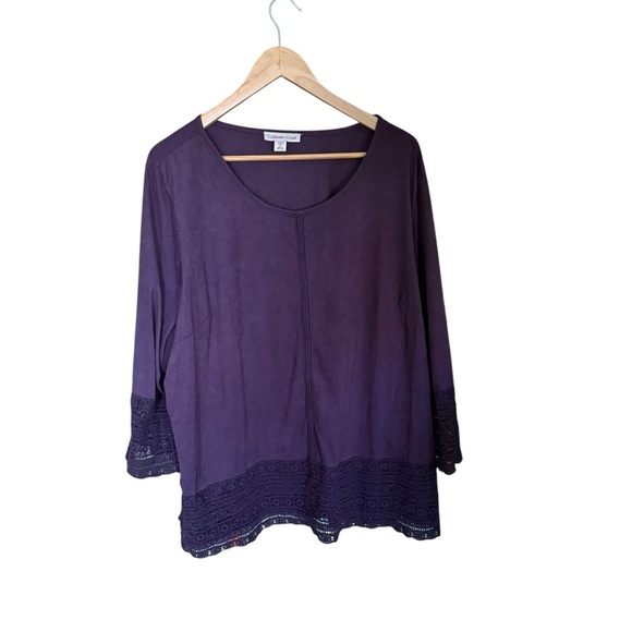 Coldwater Creek Purple Women’s 3/4 sleeve Velour Tunic Lagenlook Arttsy 2X 20/22 - Picture 1 of 11
